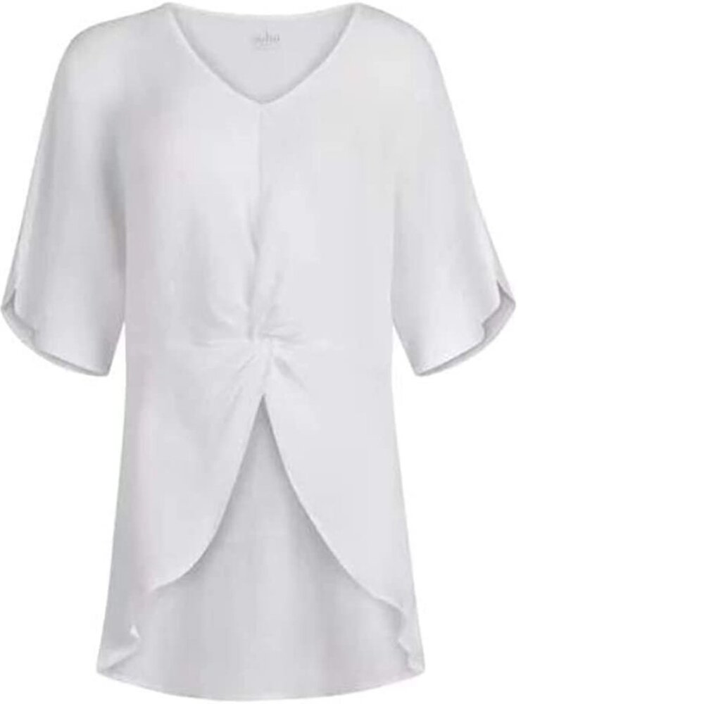 New York And Company Women's Gauze Twist-Front Dolman Top Medium White NWT